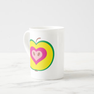 Apple med kärlekhjärtamuggen benporslin mugg