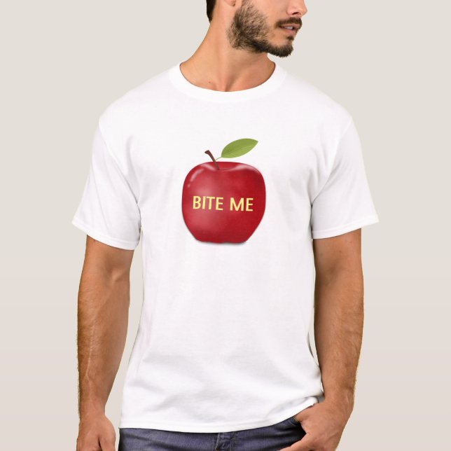 Apple med redigerbar bita-text t shirt (Framsida)