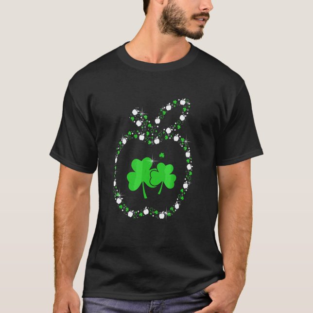 Äpple Med Shamrocks Lärare Glad St Patrick's Da T Shirt (Framsida)