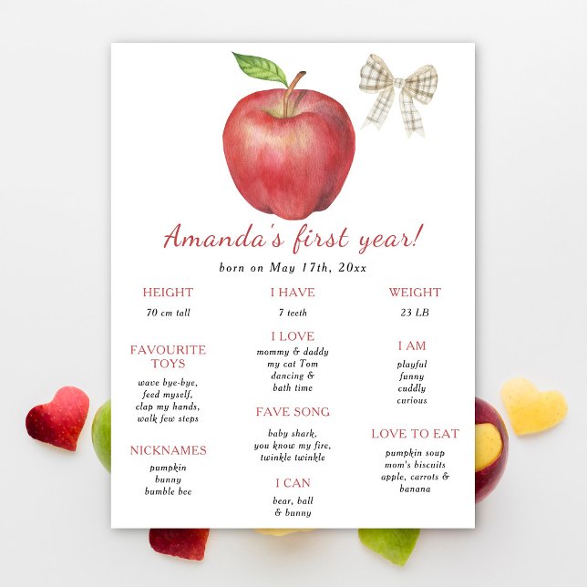 Apple och Bow Första födelsedag: Milstolpe födelse Poster (Skapare uppladdad)