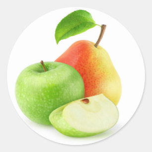 Äpple och päron runt klistermärke