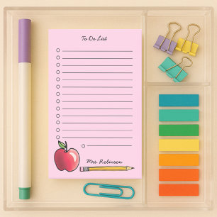 Apple- och pennlärare som ska göra lista Rosa 4 x Post-it Block