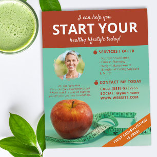 Äpple Och Tejp Dietist Nutritionist Hälsocoach Reklamblad