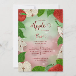 Apple of My Eye First Birthday Invitation Julkort