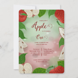 Apple of My Eye First Birthday Invitation Julkort