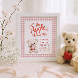 Apple of Öga Gingham Baby Shower Diaper Raffle Poster