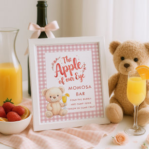 Apple of Öga Gingham Momosa Pub Sign Baby Shower Poster