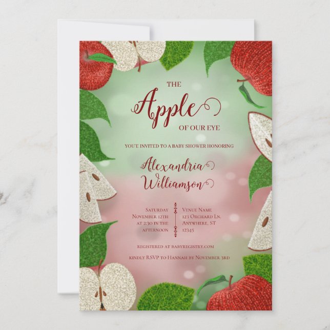 Apple of Our Eye Baby Shower Invitation Rustic Julkort (Framsida)