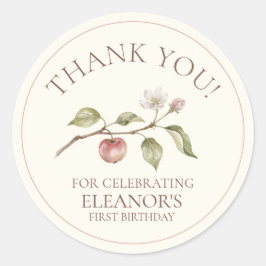 Apple Of Our Eye First Birthday Thank You Favor Runt Klistermärke