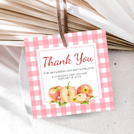 Apple of Our Eye Gingham Baby Shower Gåvor Etiketter