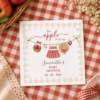 Apple Of Our Eye klädstreck gingham Baby Shower Pappersservett