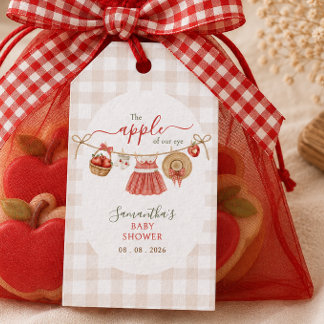 Apple Of Our Eye klädstreck gingham Baby Shower Presentetikett