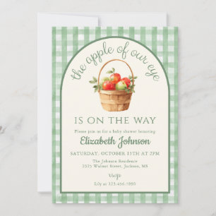 Apple Of Our Eye Könsneutral QR Baby Shower Inbjudningar