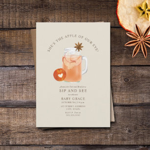 Apple Of Our Eye Sip And See Cider Mason Jar Inbjudningar