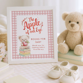 Apple Öga Bokar för Baby Gingham Baby Shower Poster