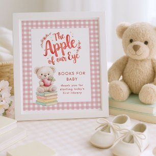 Apple Öga Bokar för Baby Gingham Baby Shower Poster