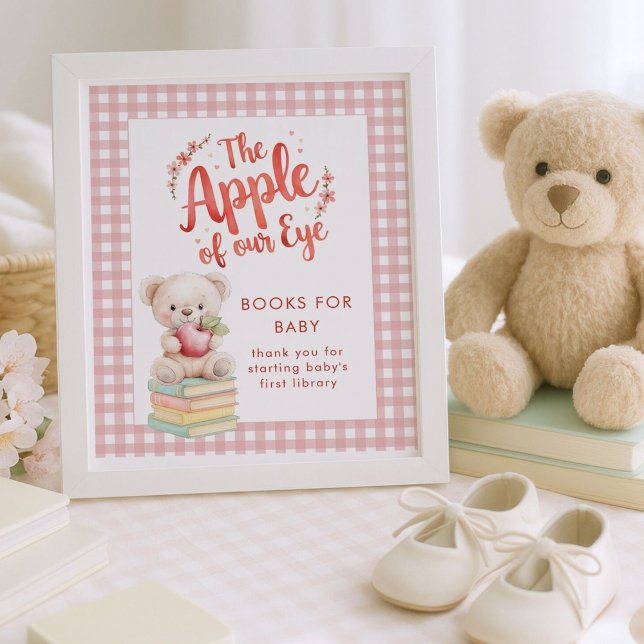 Apple Öga Bokar för Baby Gingham Baby Shower Poster (Skapare uppladdad)