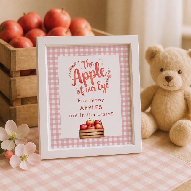 Äpple Öga gissar hur många Gingham Baby Shower Poster (Skapare uppladdad)