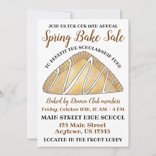 Apple-omsättning Breakfast Pastry Bake Sale Brunch Inbjudningar (Framsida)