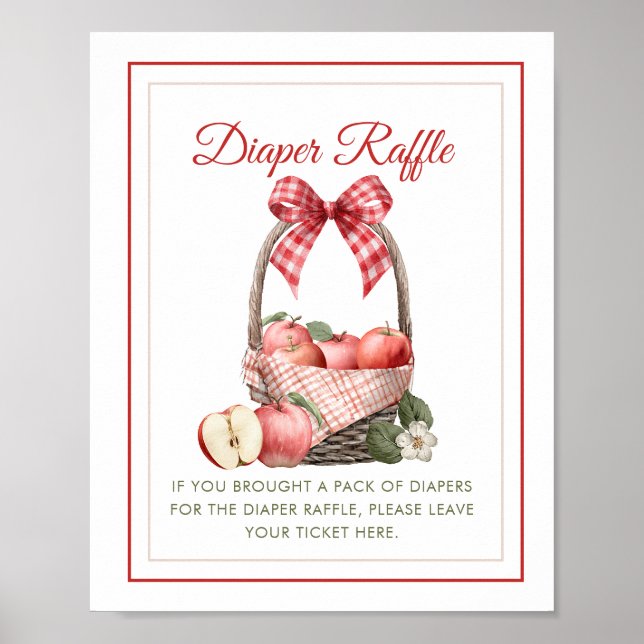 Apple Orchard Baby Shower Diaper Raffle Sign Poster (Framsidan)