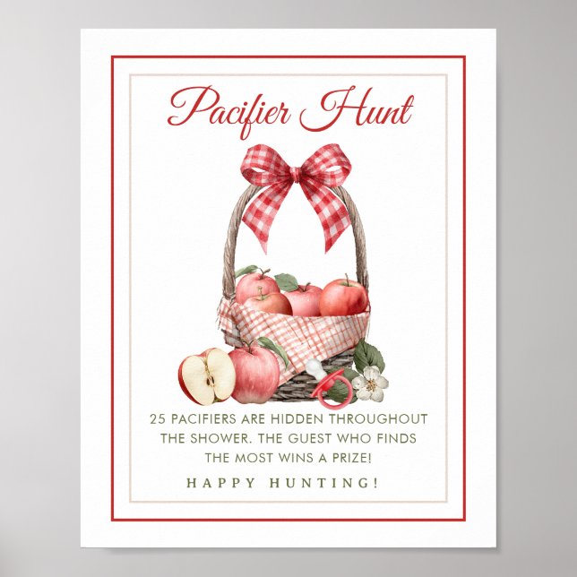 Apple Orchard Baby Shower Nappar Hunt Game Poster (Framsidan)