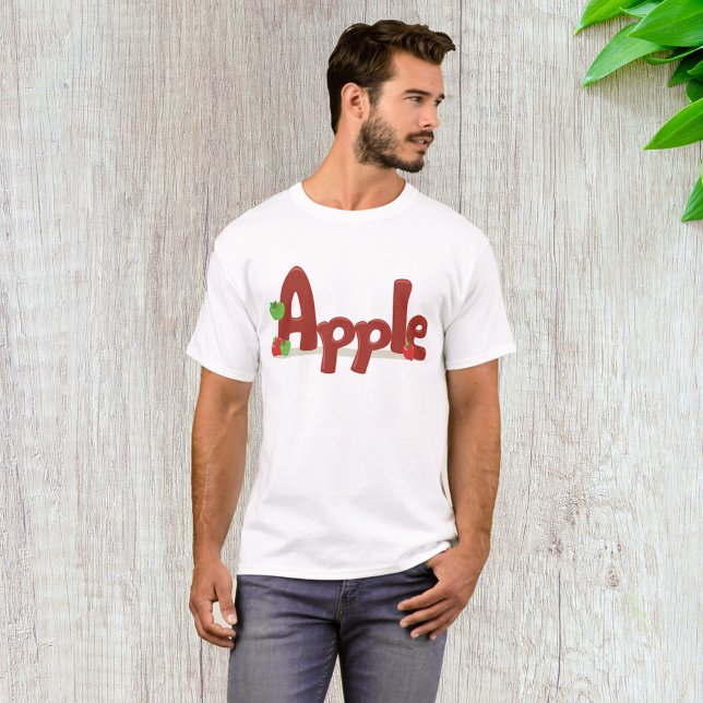 Apple Ord Art med rödäpplen och äpplen med Grönt T Shirt (Skapare uppladdad)