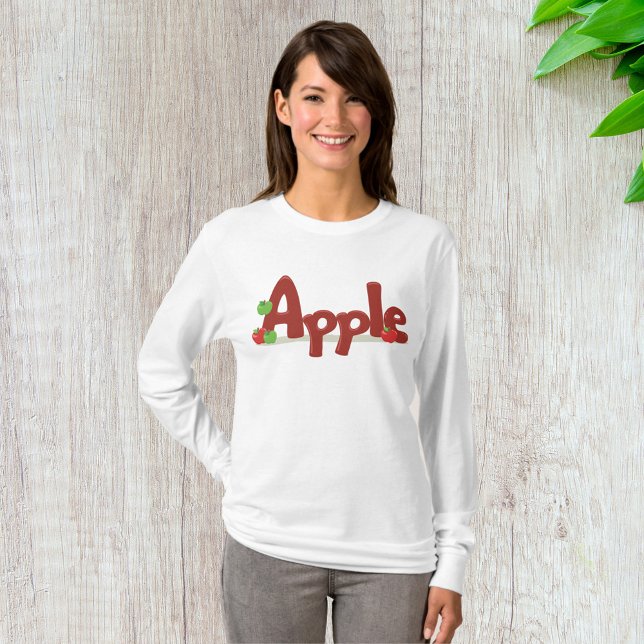Apple Ord Art med rödäpplen och äpplen med Grönt T Shirt (Skapare uppladdad)