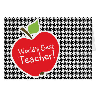 Apple på Black & White Houndstooth Hälsningskort