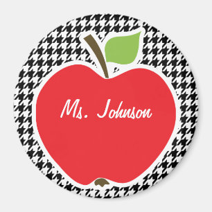 Apple på Black & White Houndstooth Magnet