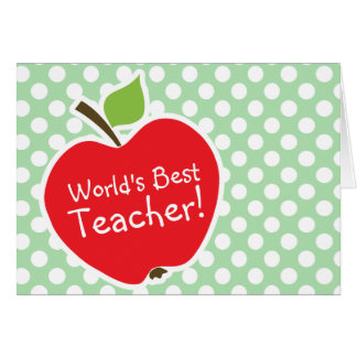 Äpple på Celadon Grönt Polka dots Hälsningskort