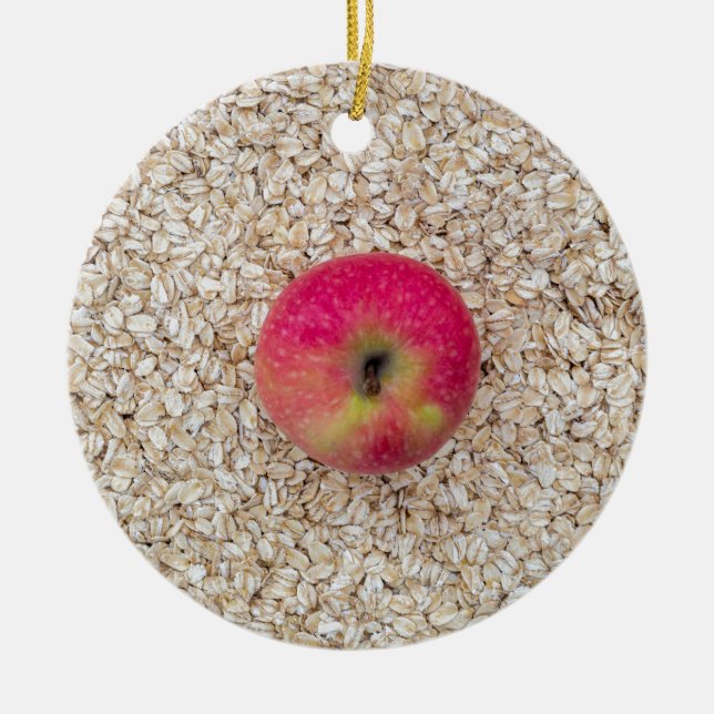 Äpple på havregrynsgröt julgransprydnad keramik (Framsidan)