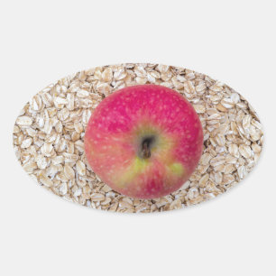 Äpple på havremjöl ovalt klistermärke