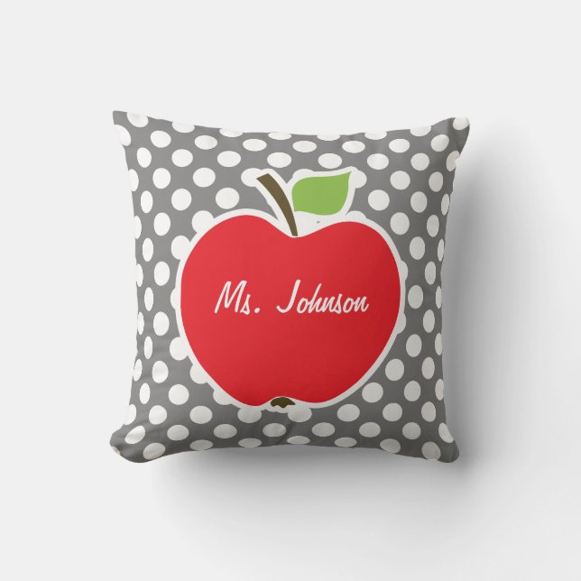 Äpple på Mörk Grått Polka dots Kudde (Framsida)