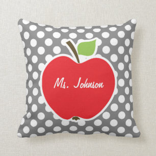 Äpple på Mörk Grått Polka dots Kudde