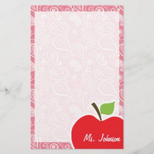 Apple på rodna rosa Paisley Brevpapper