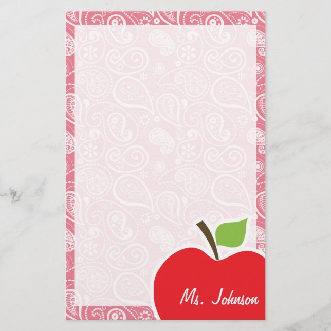 Apple på rodna rosa Paisley Brevpapper (Framsida)