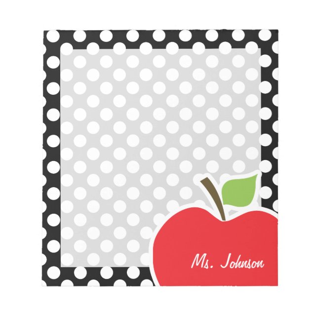 Äpple på svart och vitt Polka dots Anteckningsblock (Framsida)