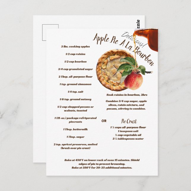 Apple Paj A La Bourbon Recipe Vykort (Fram/baksida)