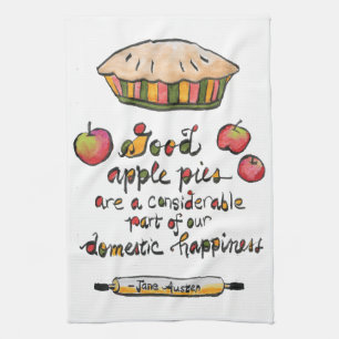 Apple Paj Baking Jane Austen Quote Kökshandduk