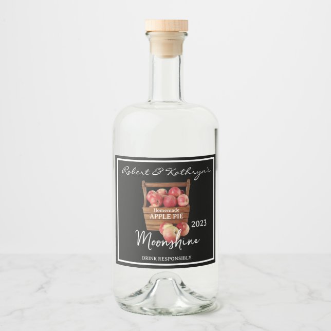 Apple Paj Moonshine Personlig Spritflaskor Etikett (Framsida)