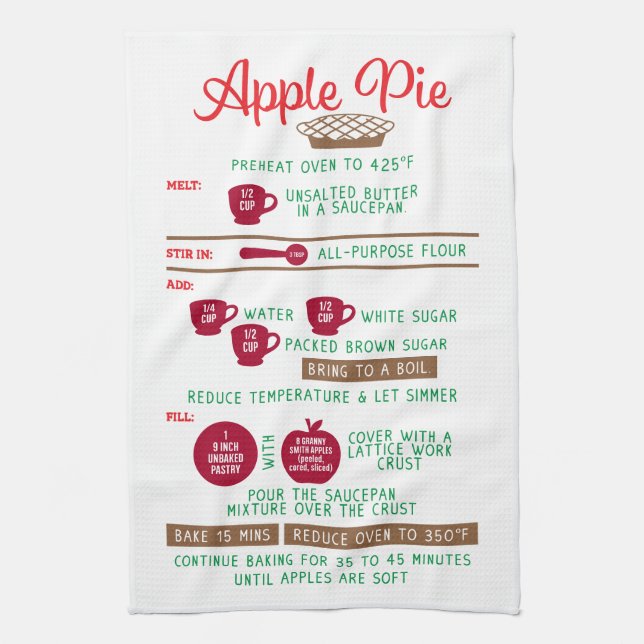 Apple Paj Recipe Gift Tea Kitchen Towels Kökshandduk (Vertikal)