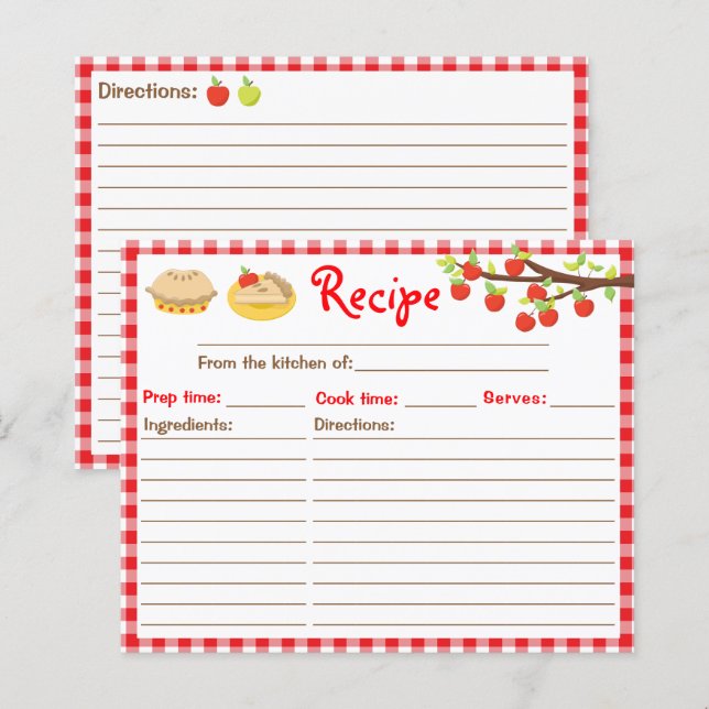 Apple Paj Recipe Red Gingham Recipe (Fram/baksida)