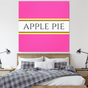 APPLE PAJ Roligt Bright Rosa White Gult Rand Canvastryck