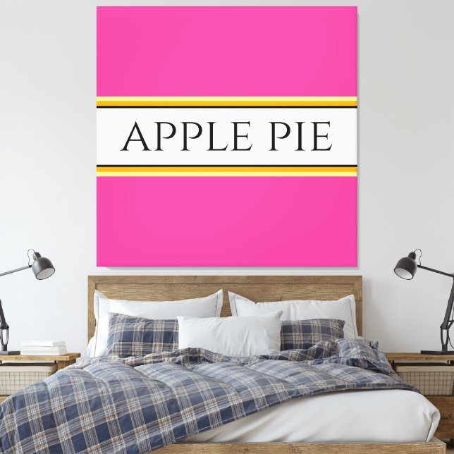 APPLE PAJ Roligt Bright Rosa White Gult Rand Canvastryck (Insitu (sovrum))