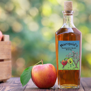 Apple Pals Funny Tecknad Compote Paj och mer Mat Etikett