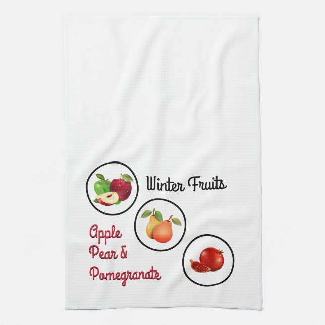 Äpple, Päron & Granatäpple Design Kökshandduk (Vertikal)