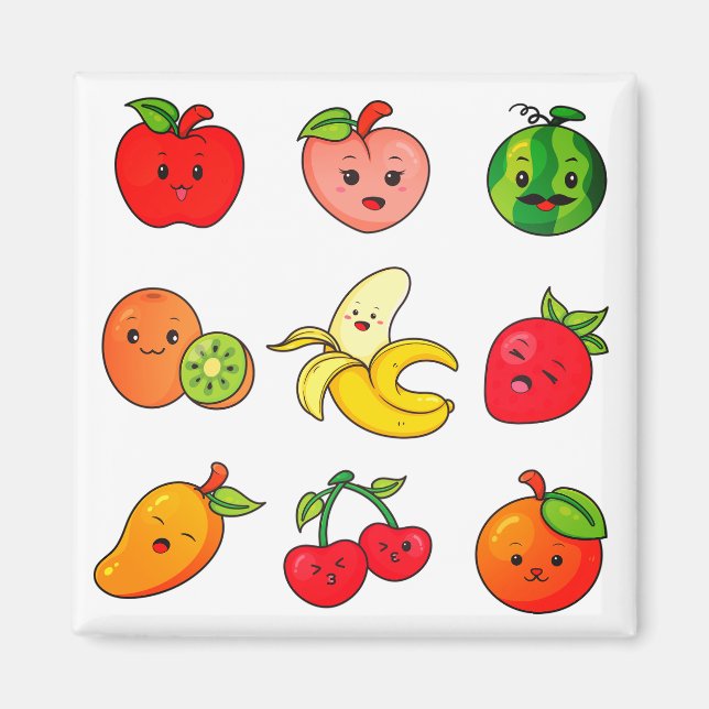 Äpple, Päron, Vattenmelon Magnet (Framsidan)