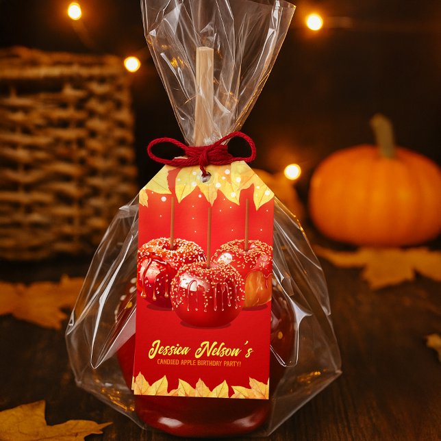 Äpple Party Presentetikett (Fall Autumn Candied Apple Party Gift Tags
)