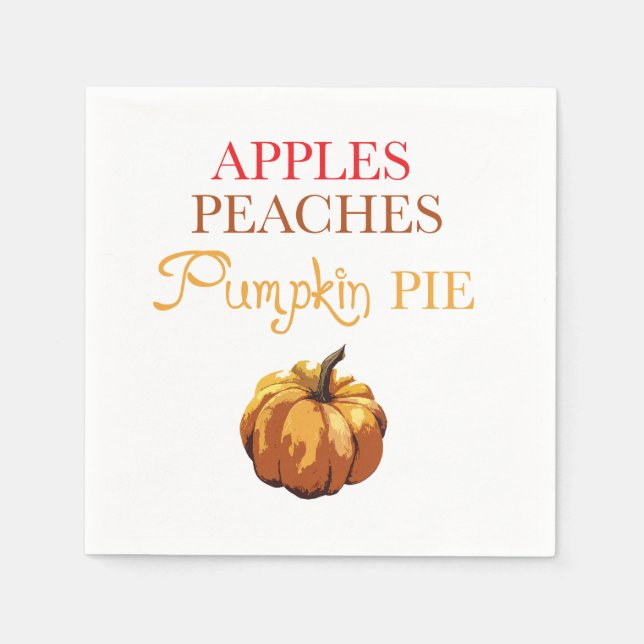 Apple Peacher Pumpkin Paj Autumn Napkin Pappersservett (Framsidan)