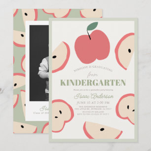 Apple Photo Grönt Boy Kindergarten Studenten Inbjudningar